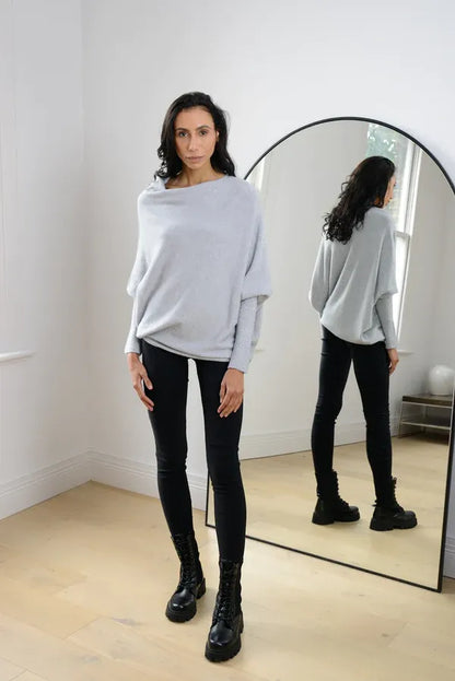 Damen-Pullover, asymmetrische weiche Mischung-2