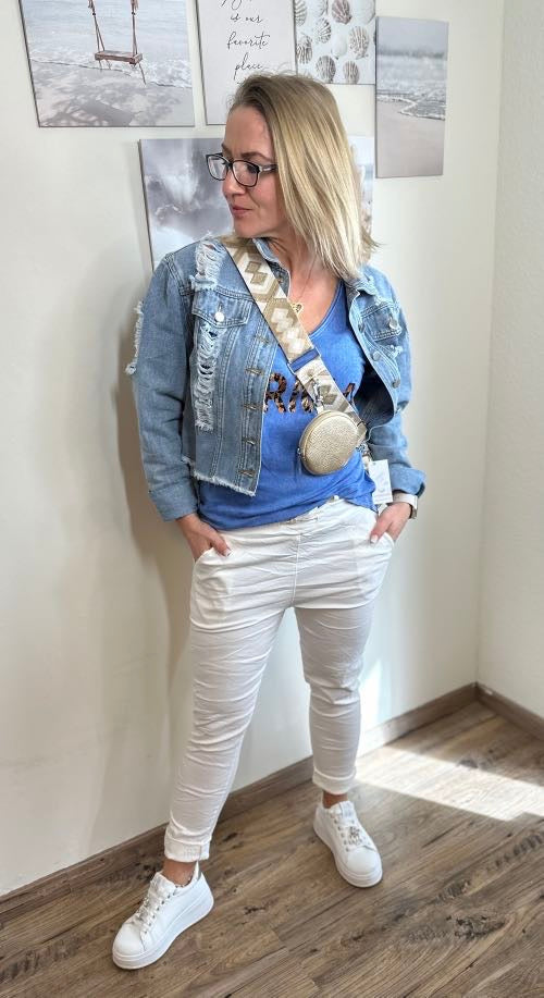 Damen-Jogginghose mit Glitzerband Weiche Baumwolle-2