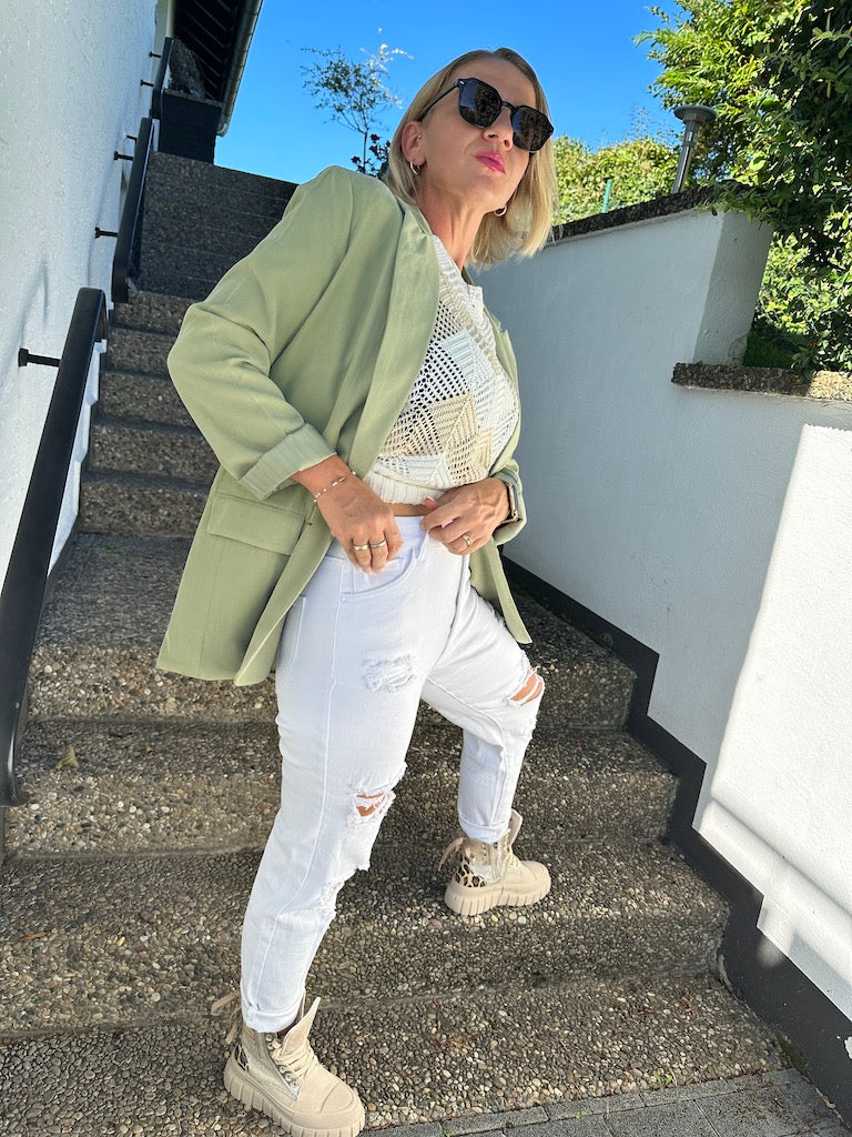 Oversized Damenblazer aus weichem Polyester-4