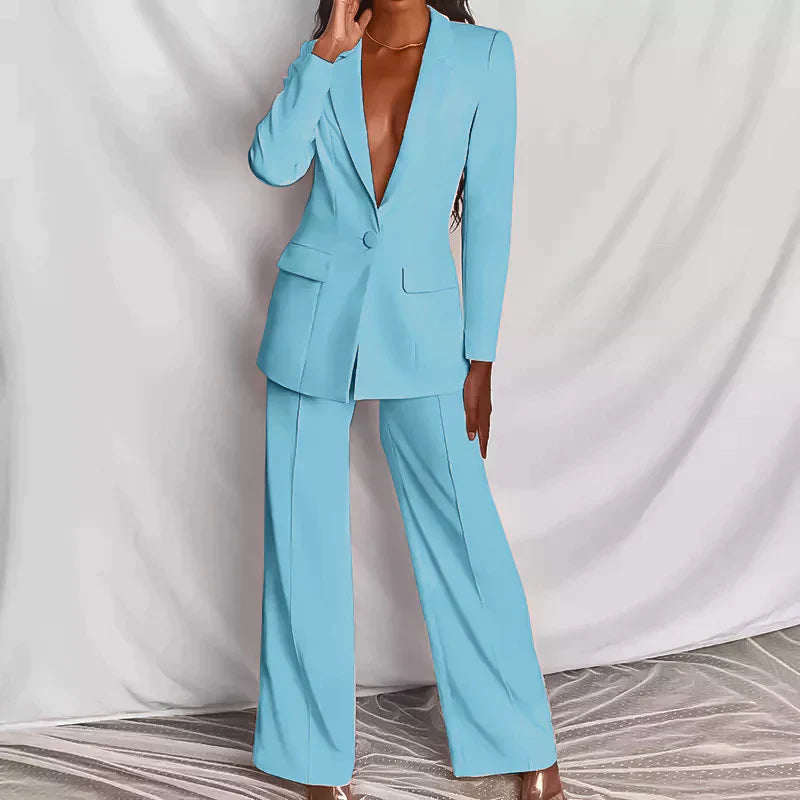Damen Blazer und Hose Klassischer Stil Polyester Elastan-2