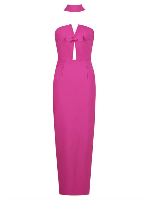 Schwarzes trägerloses Maxikleid für Damen – elegantes Bandage-Design aus Polyester für Partys und Abendveranstaltungen 1