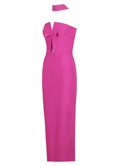 Schwarzes trägerloses Maxikleid für Damen – elegantes Bandage-Design aus Polyester für Partys und Abendveranstaltungen 3