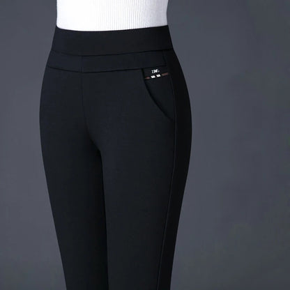 Damen-Hose, hohe Taille, gestreifter leichter Stoff-1