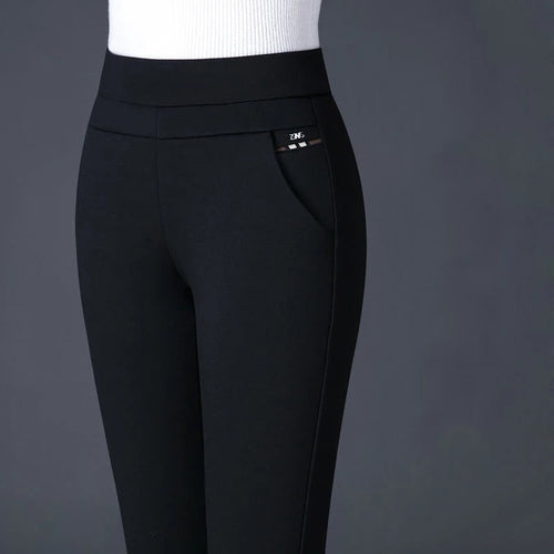 Damen-Hose, hohe Taille, gestreifter leichter Stoff-1