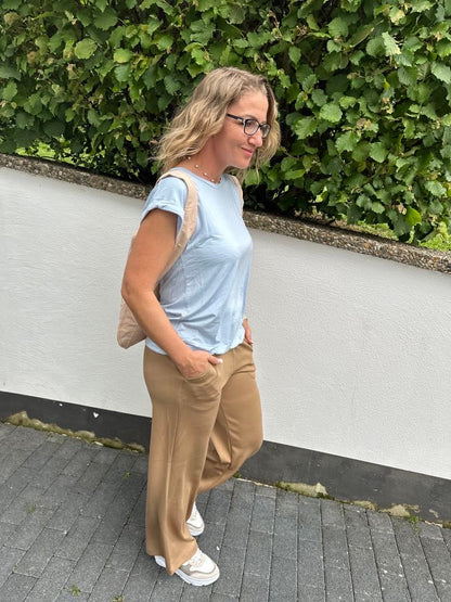 Damen Bluse Runder Ausschnitt Lyoceller Kurze Ärmel-4