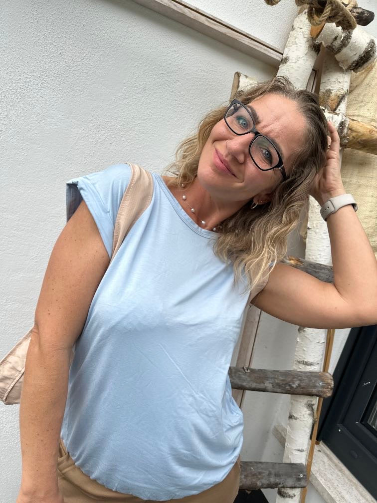 Damen Bluse Runder Ausschnitt Lyoceller Kurze Ärmel-6