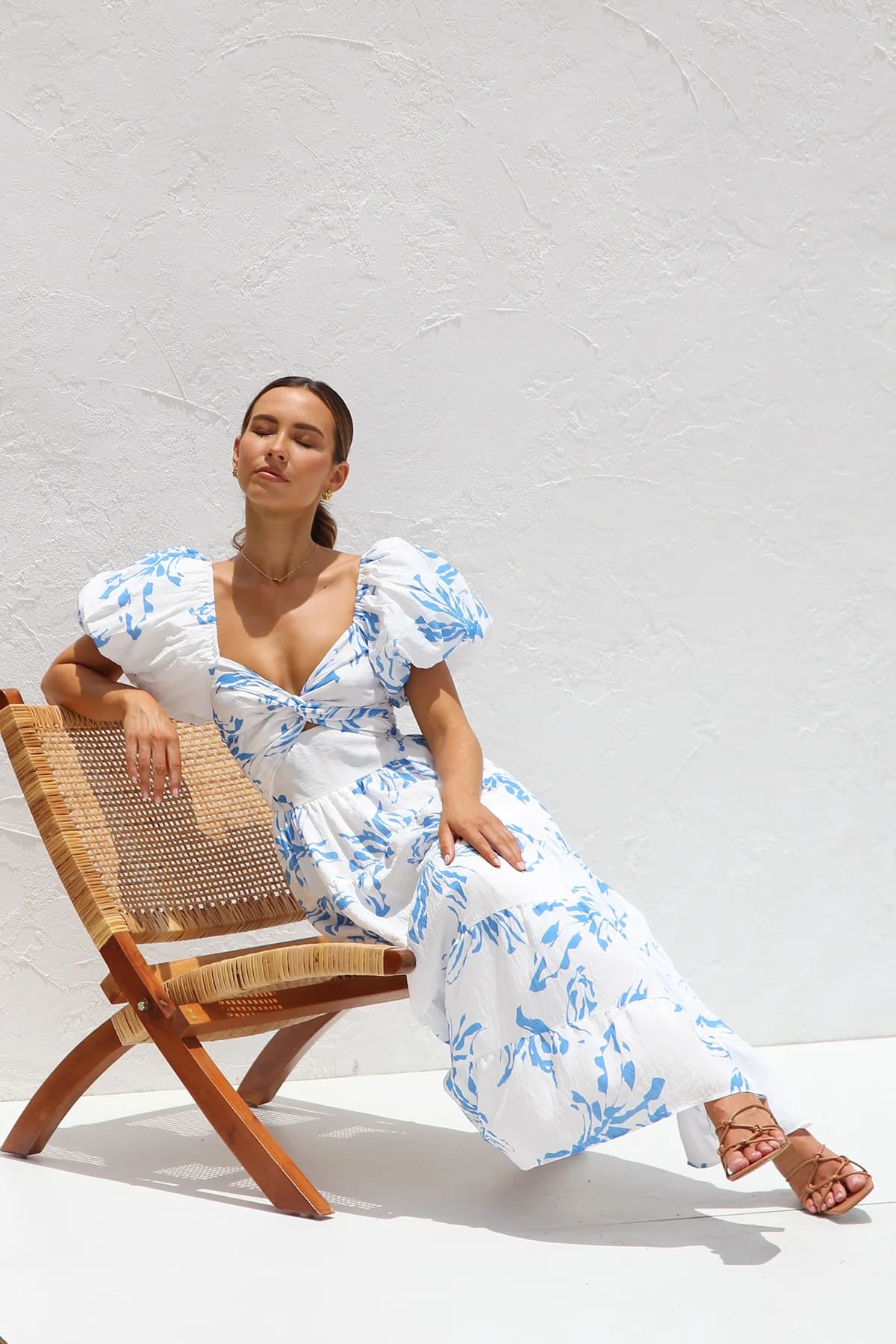 Midi-Kleid für Damen mit Puffärmeln und Blumenmuster – Lässige Passform aus Polyester, perfekt für Sommerfeste 4