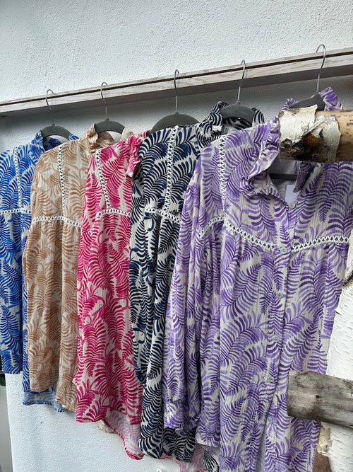 Damen Bluse Boho Stil Leichtes Material Lockere Passform-1