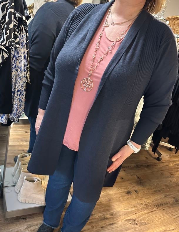Lange Plus-Size-Strickjacke mit offenem Vorderteil und langen Ärmeln, Lenzing-Ecovero-Material, lockere Passform für Komfort 5
