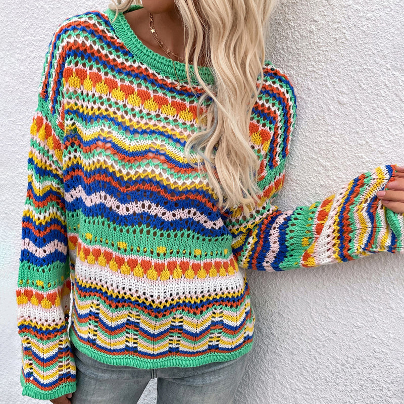 Variant image for Damen-Strickpullover, bunt, gestreiftes Acryl und Baumwolle-9
