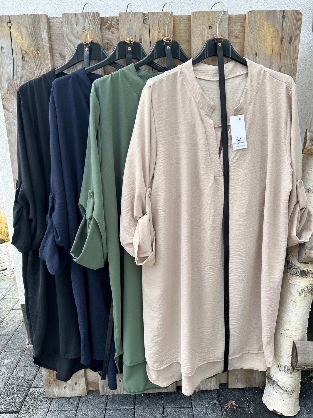 Schöne Damenkleider, V-Ausschnitt, mit Gürtel, geraffte Ärmel, Polyester 3