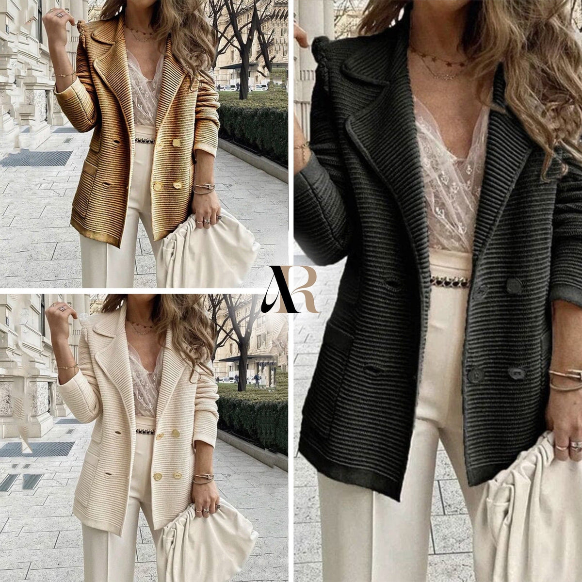 Damen Blazer Cardigan Warmes Acetat und Baumwolle 6