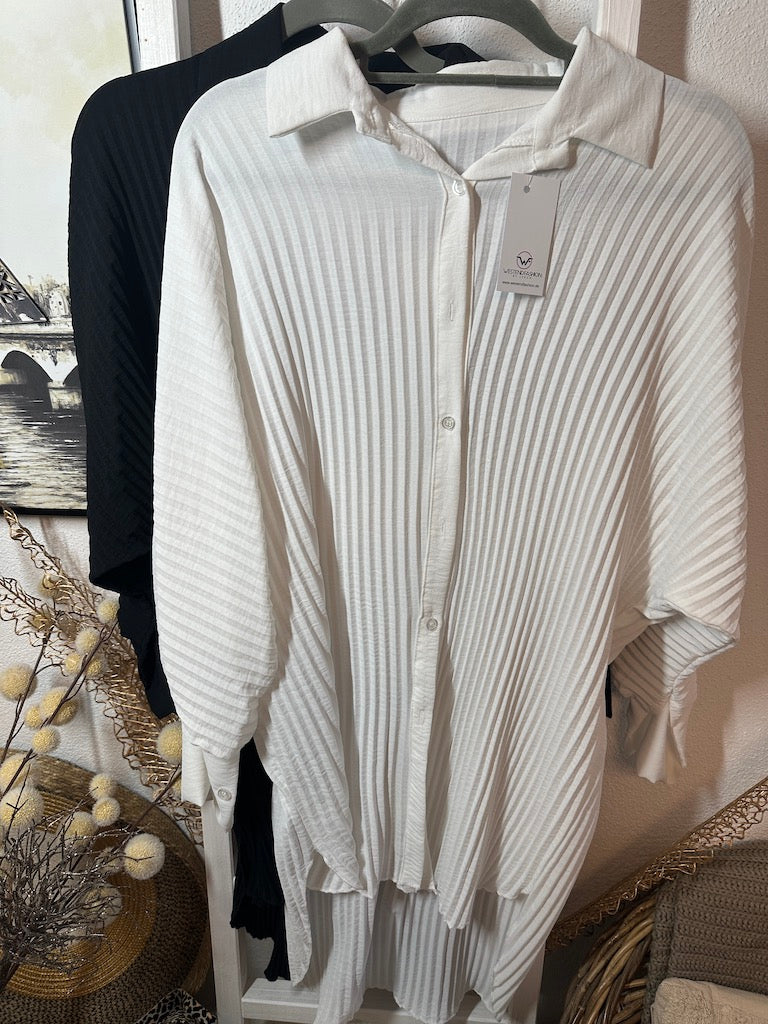 Damenbluse Wasserfall Polyester elegant schwarz-weiß-5