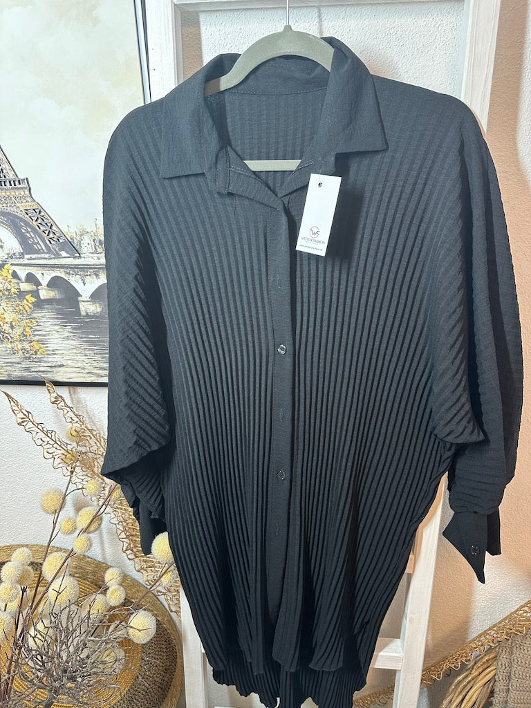 Damenbluse Wasserfall Polyester elegant schwarz-weiß-6