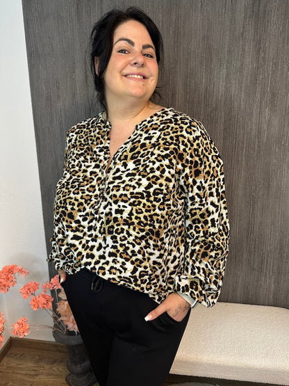 Damenbluse Leopardendruck Langarm Viskose-3