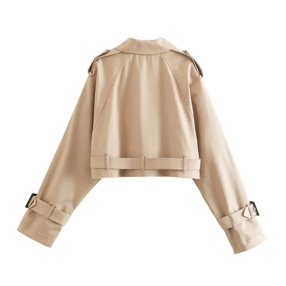 Damenjacke Mini Trench Modernes Design Qualitätsmaterial-3