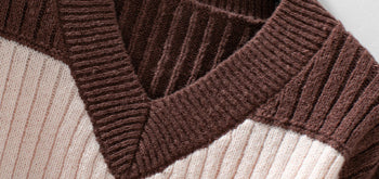 Damen-Pullover, V-Ausschnitt, gestreift, lange Ärmel, weiche Faser-5