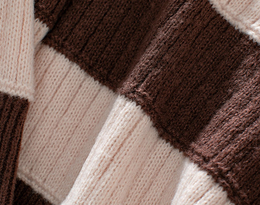 Damen-Pullover, V-Ausschnitt, gestreift, lange Ärmel, weiche Faser-6