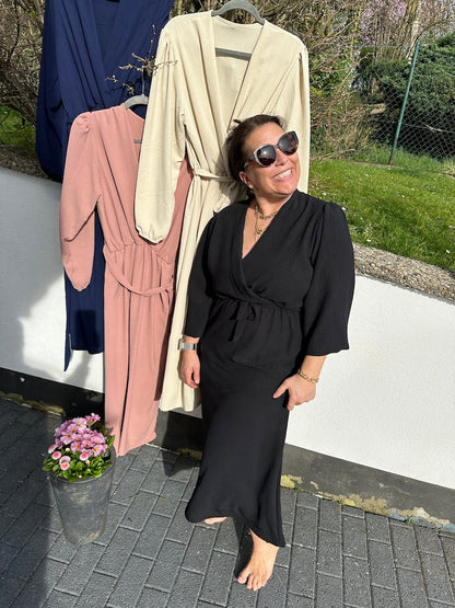 Damen-Maxikleid, mit Taillengürtel, für Fest, Elegantes Polyester 4
