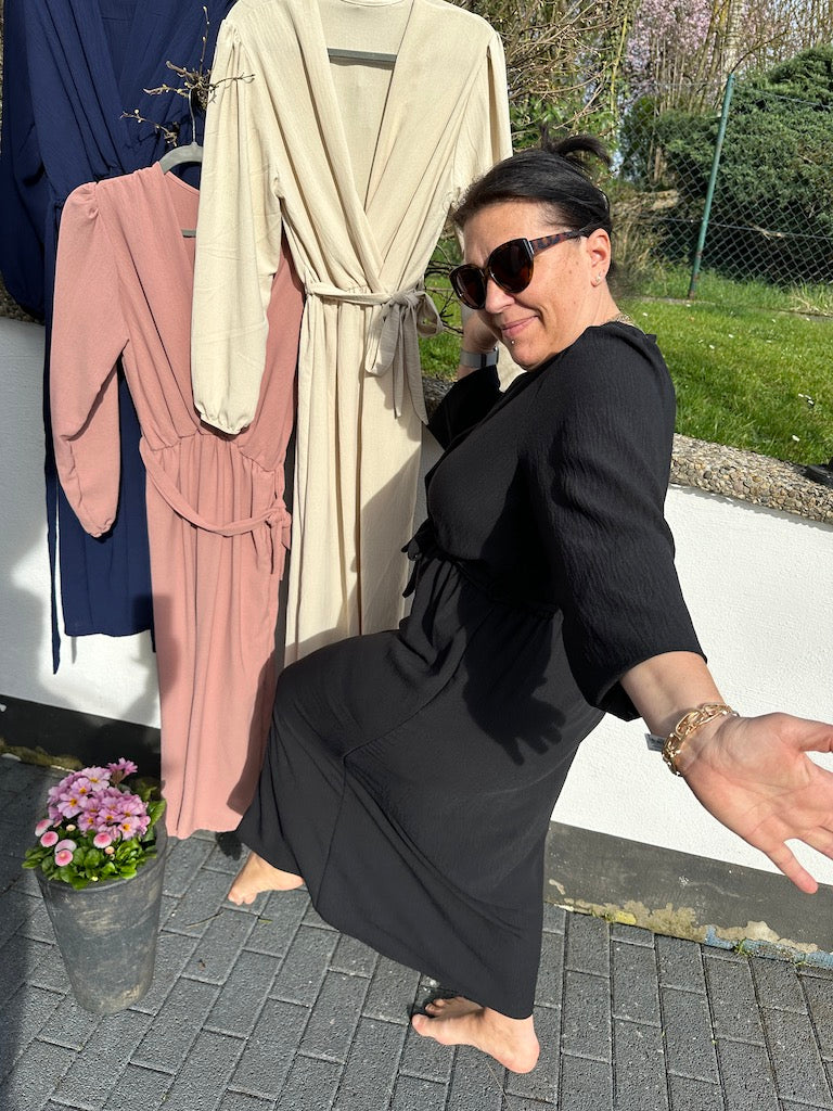 Damen-Maxikleid, mit Taillengürtel, für Fest, Elegantes Polyester 3