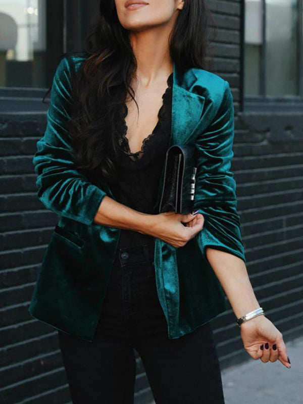 Damen-Blazer, eleganter Velours-1