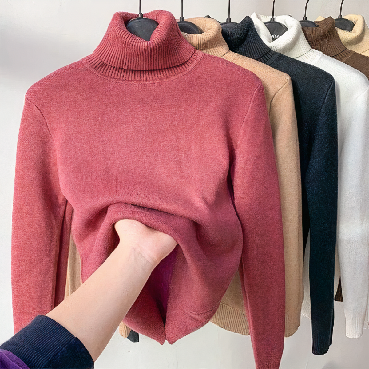 Variant image for Damen-Rollkragenpullover, Samt, eleganter Winter-17