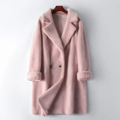 Damen-Winterjacke, Doppelknopf, weiche Stoffmischung-1