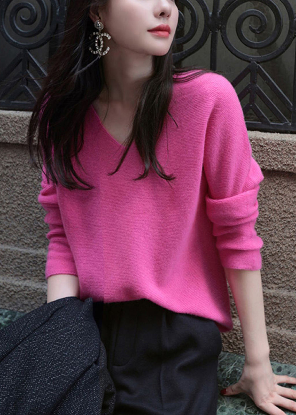 Damen-Pullover, mit V-Ausschnitt Wolle, für Herbst 2