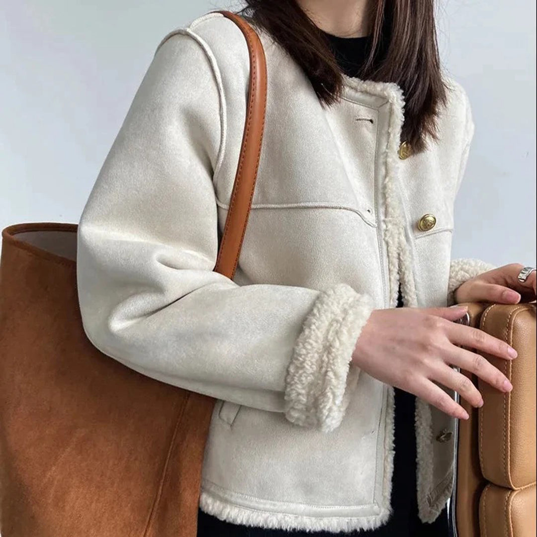 Damenjacke Wildleder mit Pelzfutter Eleganter und Bequemer Stil 8