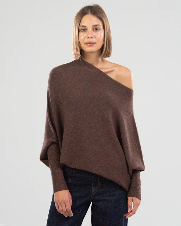 Damen-Pullover, asymmetrischer drapierter weicher Stoff 15