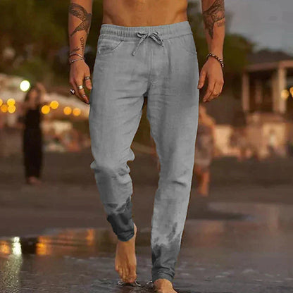 Herren Leinenhose, lässiger Stil, 100% Leinen-3