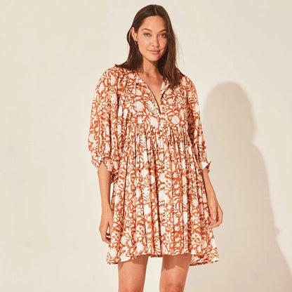Damen-boho-Kleid, Blumenmuster, Polyester 10