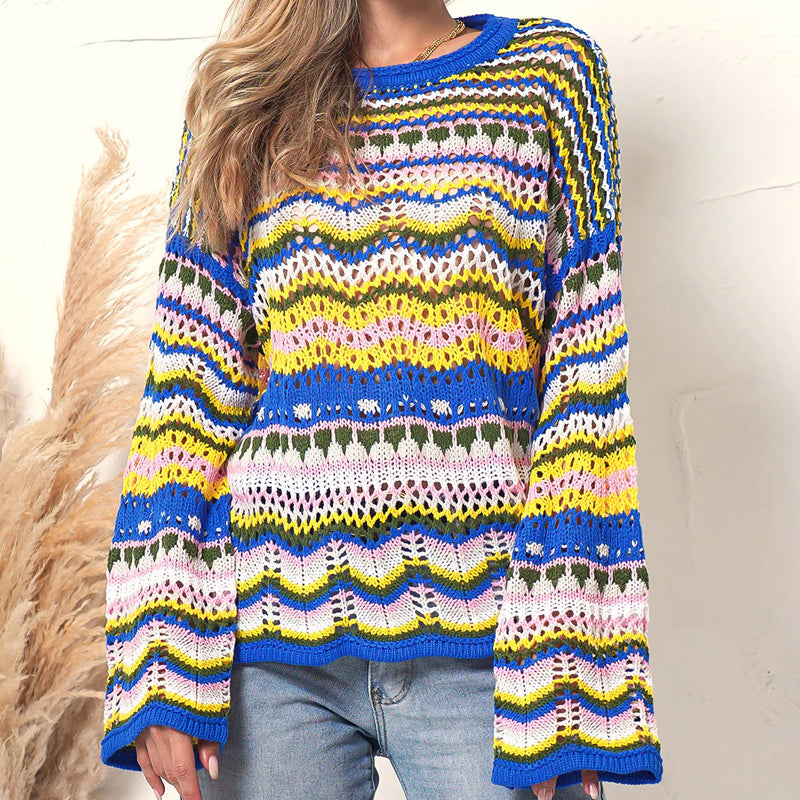 Variant image for Damen-Strickpullover, bunt, gestreiftes Acryl und Baumwolle-5