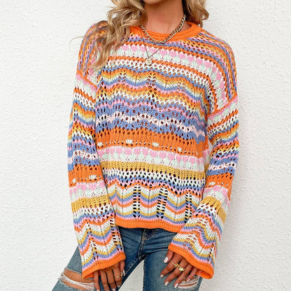 Variant image for Damen-Strickpullover, bunt, gestreiftes Acryl und Baumwolle-13