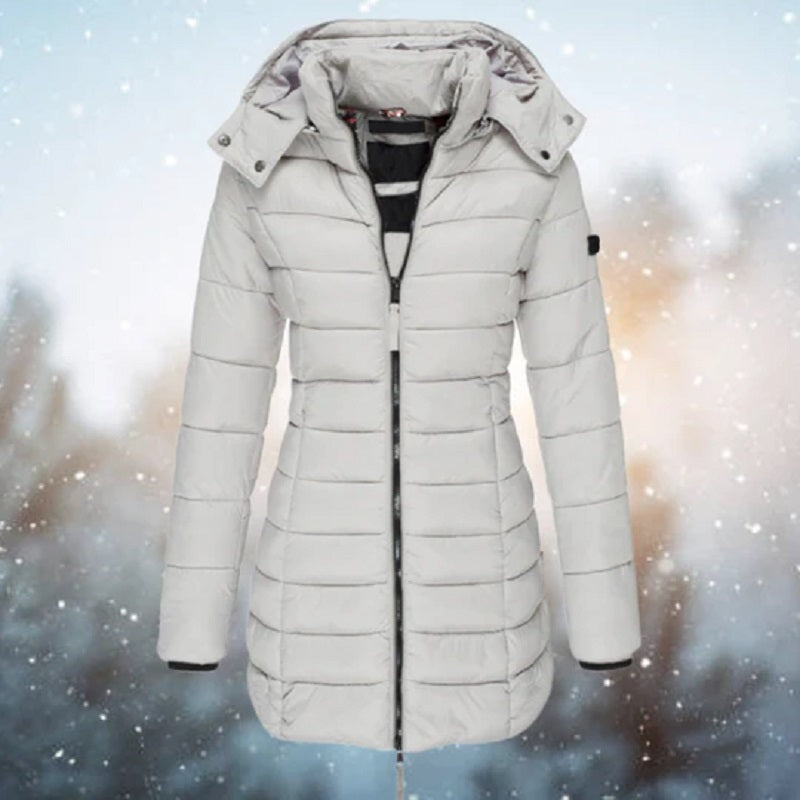 Elegante Damenjacke mit kuscheliger Kapuze aus Polyester und Baumwolle – Perfekt für Winter und Fest 15