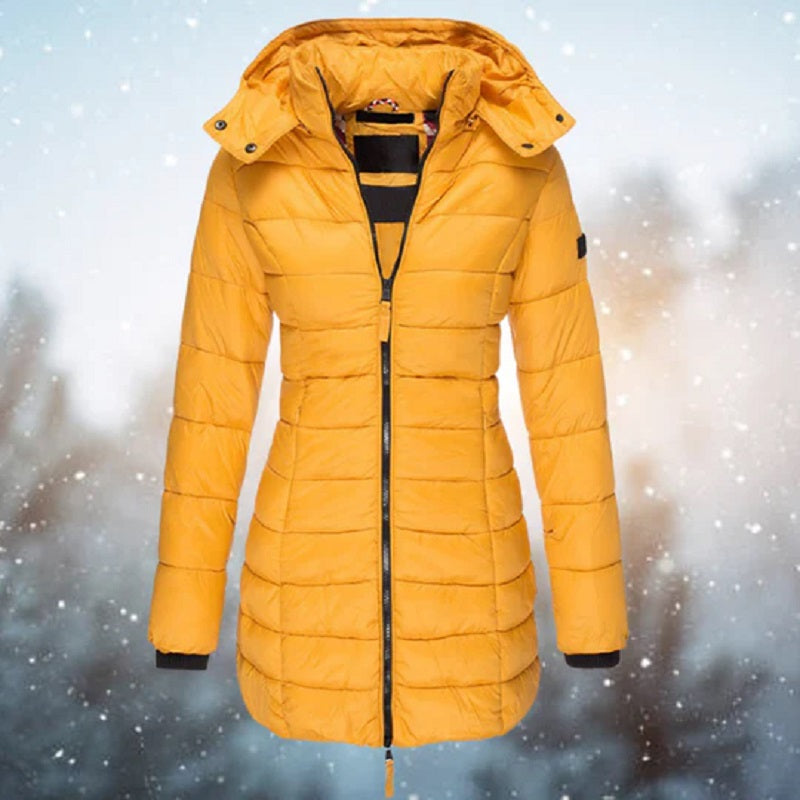 Elegante Damenjacke mit kuscheliger Kapuze aus Polyester und Baumwolle – Perfekt für Winter und Fest 3