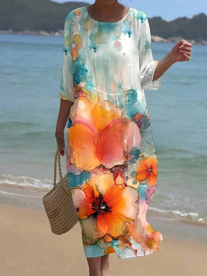 Variant image for Damen-Kleid Boho Geblümtes Design Leichtes Polyester-19