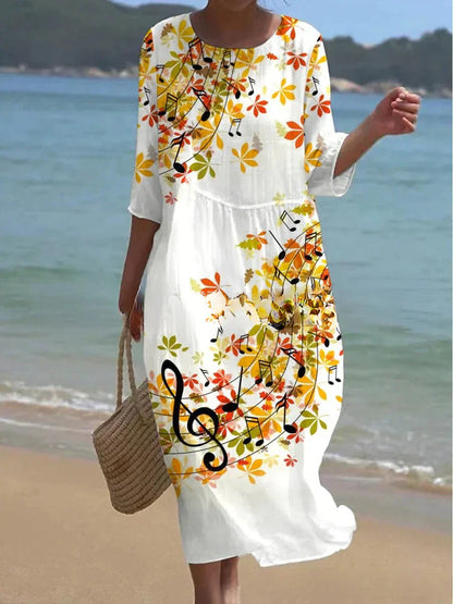 Damen-Kleid Boho Geblümtes Design Leichtes Polyester-3