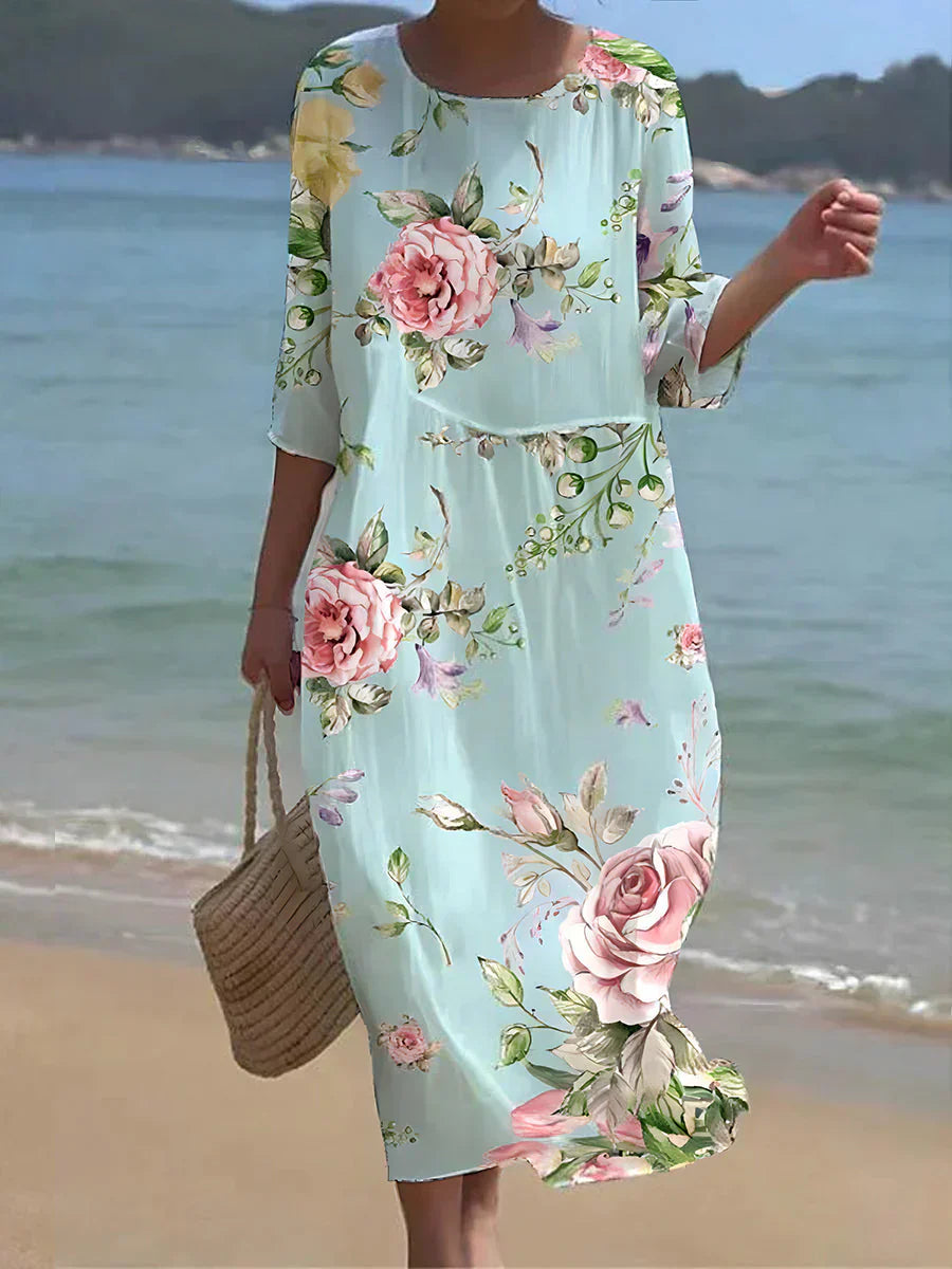 Damen-Kleid Boho Geblümtes Design Leichtes Polyester-1