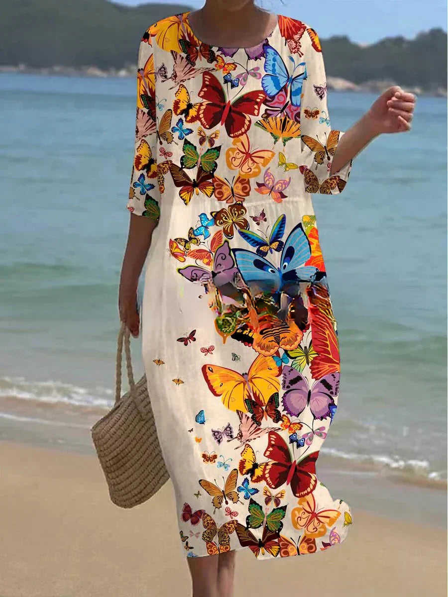 Damen-Kleid Boho Geblümtes Design Leichtes Polyester-5