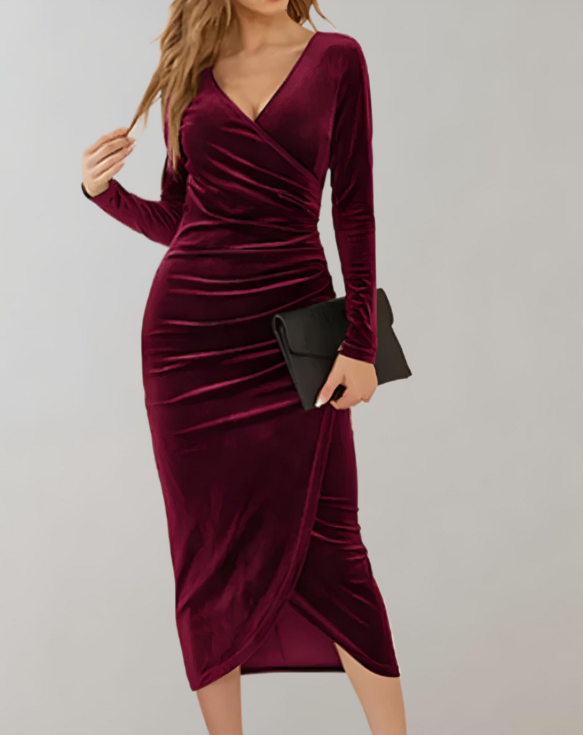 Damen Wickelkleid V-Ausschnitt Luxuriös Wolff Design-3