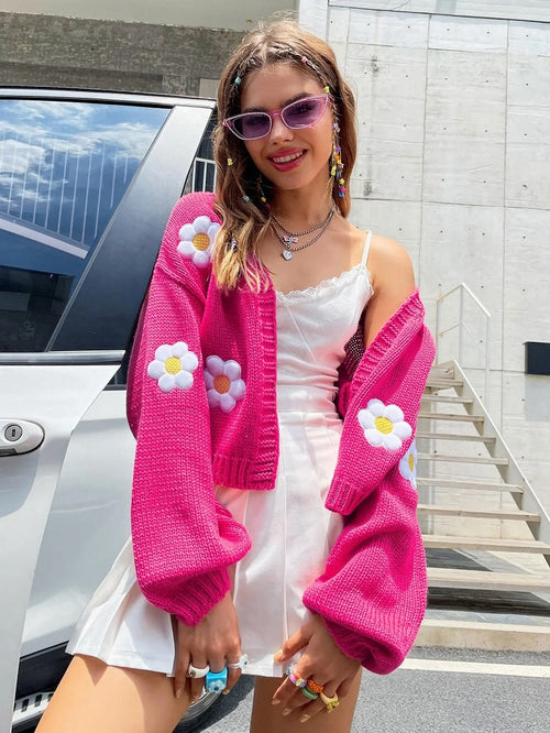 Geblümter Damen-Cardigan aus weicher Stoffmischung – vielseitig und trendig für Frühling und Herbst 1