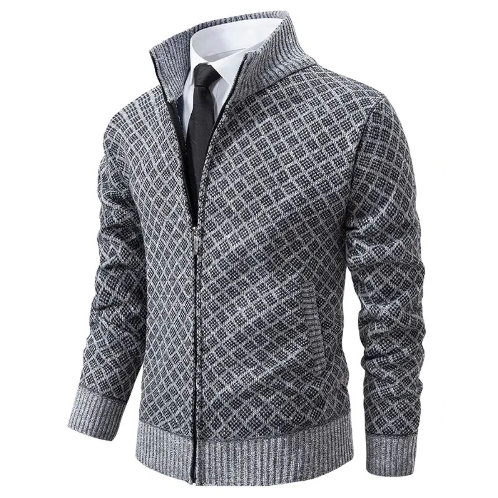 Variant image for Herren-Strickjacke, geometrisches Design, Polyester, mit Reißverschluss-1