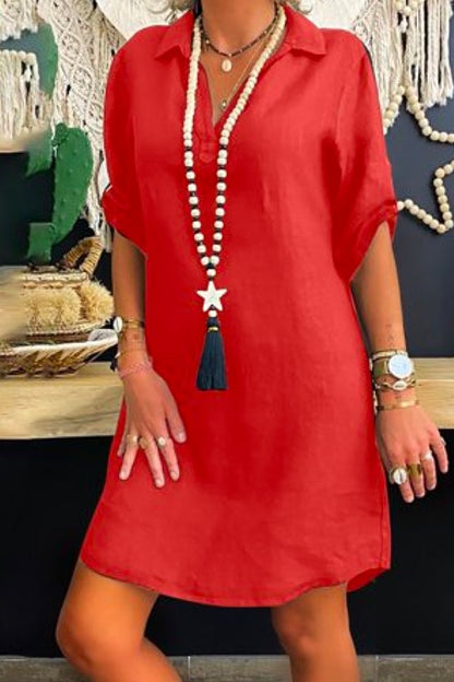 Damen-Kleid, Hemd, mit aufgesetzte Ärmel, leichtes Material-3