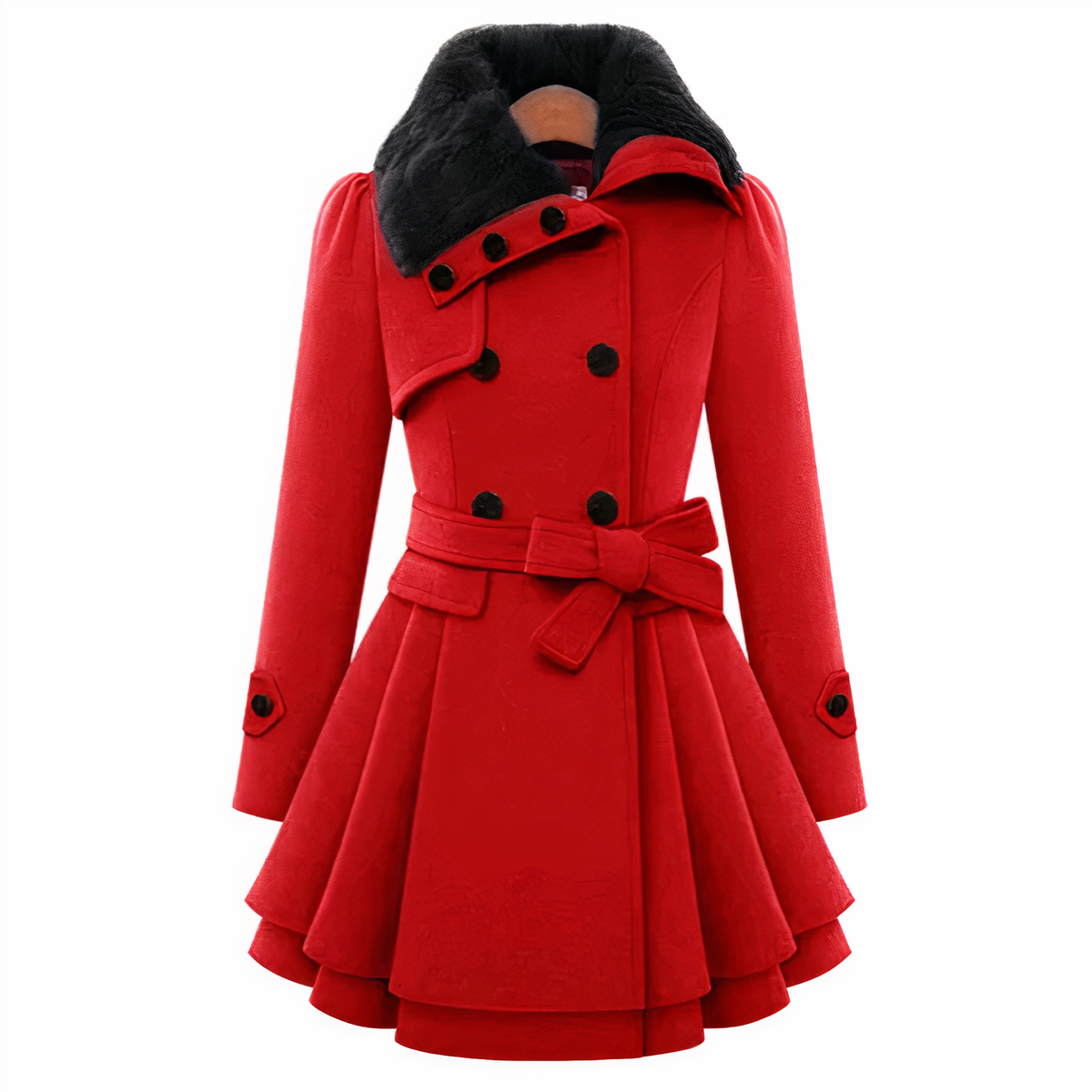 Damen-Mantel Zweireihig Gefüttert Polyester Trenchcoat-2