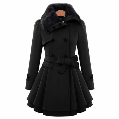 Damen-Mantel Zweireihig Gefüttert Polyester Trenchcoat-4