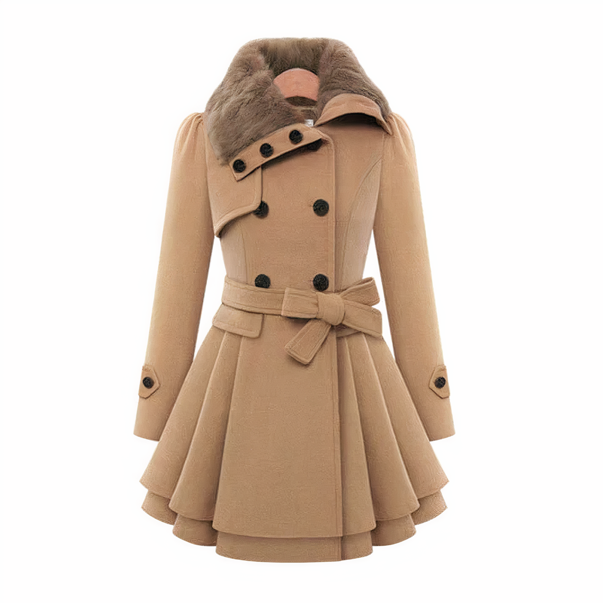 Damen-Mantel Zweireihig Gefüttert Polyester Trenchcoat-1