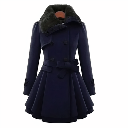 Damen-Mantel Zweireihig Gefüttert Polyester Trenchcoat-3