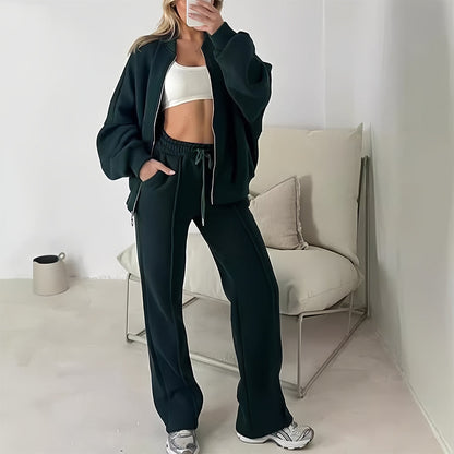 Variant image for Damen-Casual-Set Langärmeliger Pullover Mit Reißverschluss Polyester-25