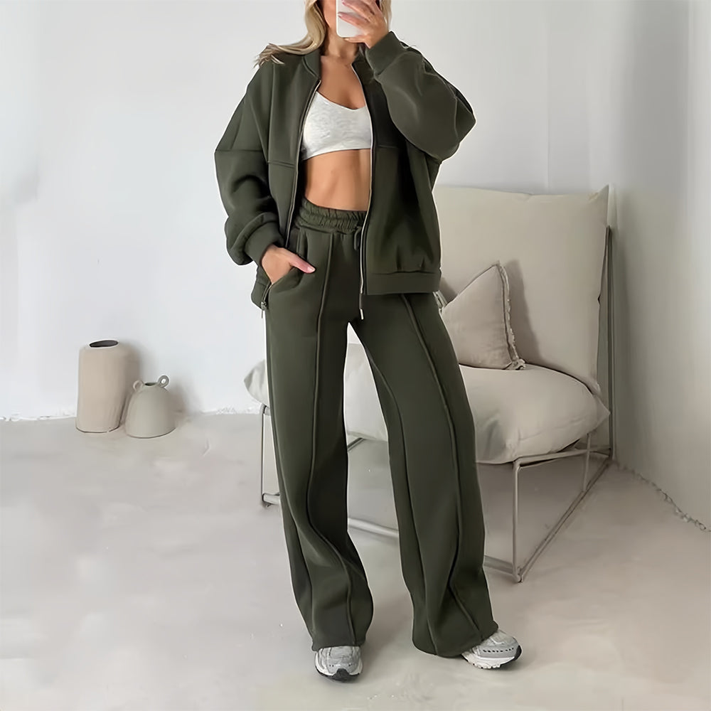 Variant image for Damen-Casual-Set Langärmeliger Pullover Mit Reißverschluss Polyester-13